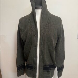 Banana Republic Olive Cardigan with Black Trim